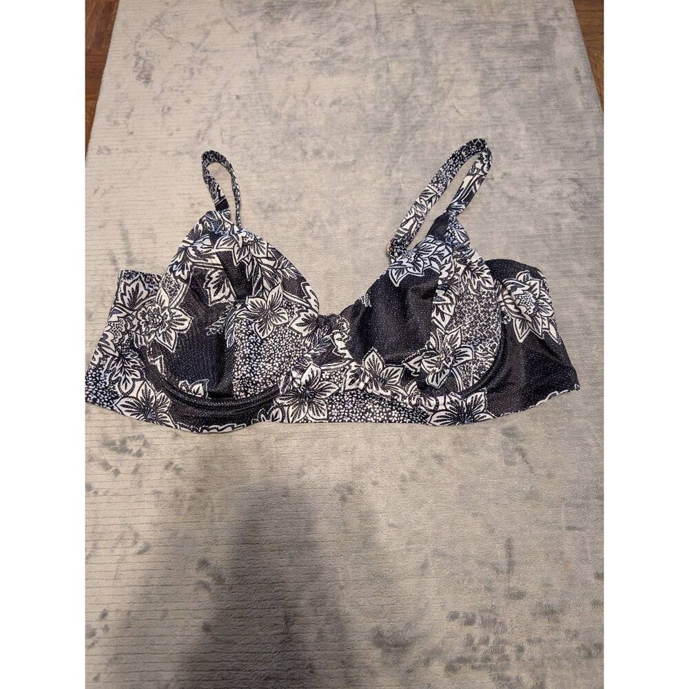 💚 ALYNED TOGETHER Black White Floral Bikini Top Swim size 2X 4